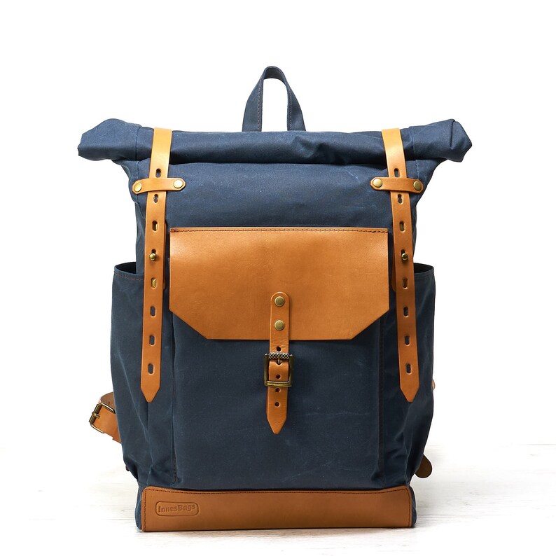 navy canvas backpack