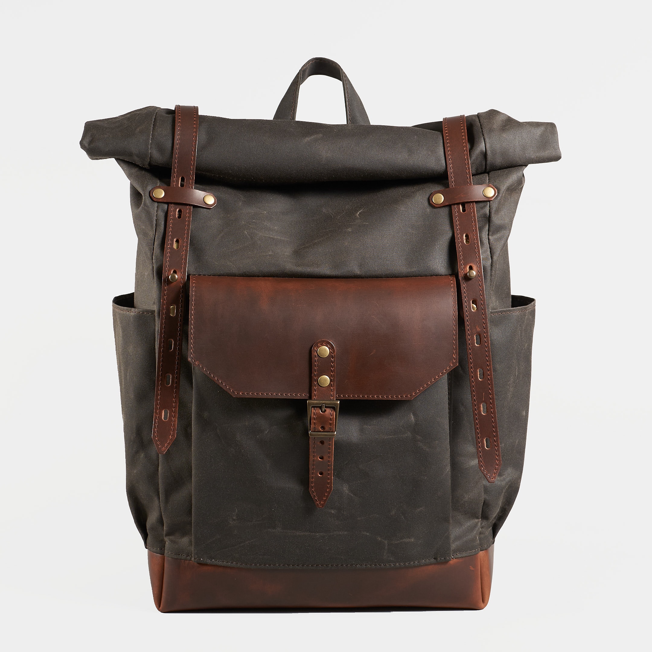 cheap waterproof leather backpack Shinjuku Laptop Backpack, Navy Waxed Canvas + Chocolate Leather by WaterField Designs, Laptop Backpack for Men, Leather Laptop Backpack