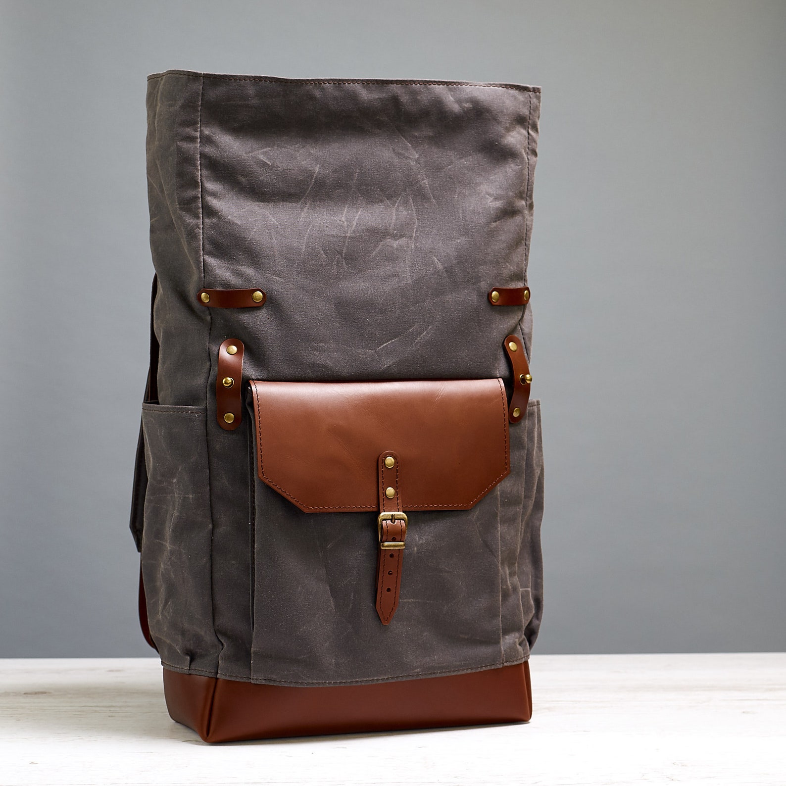 Waxed Canvas Backpack. Laptop Backpack. Waxed Canvas Leather Etsy
