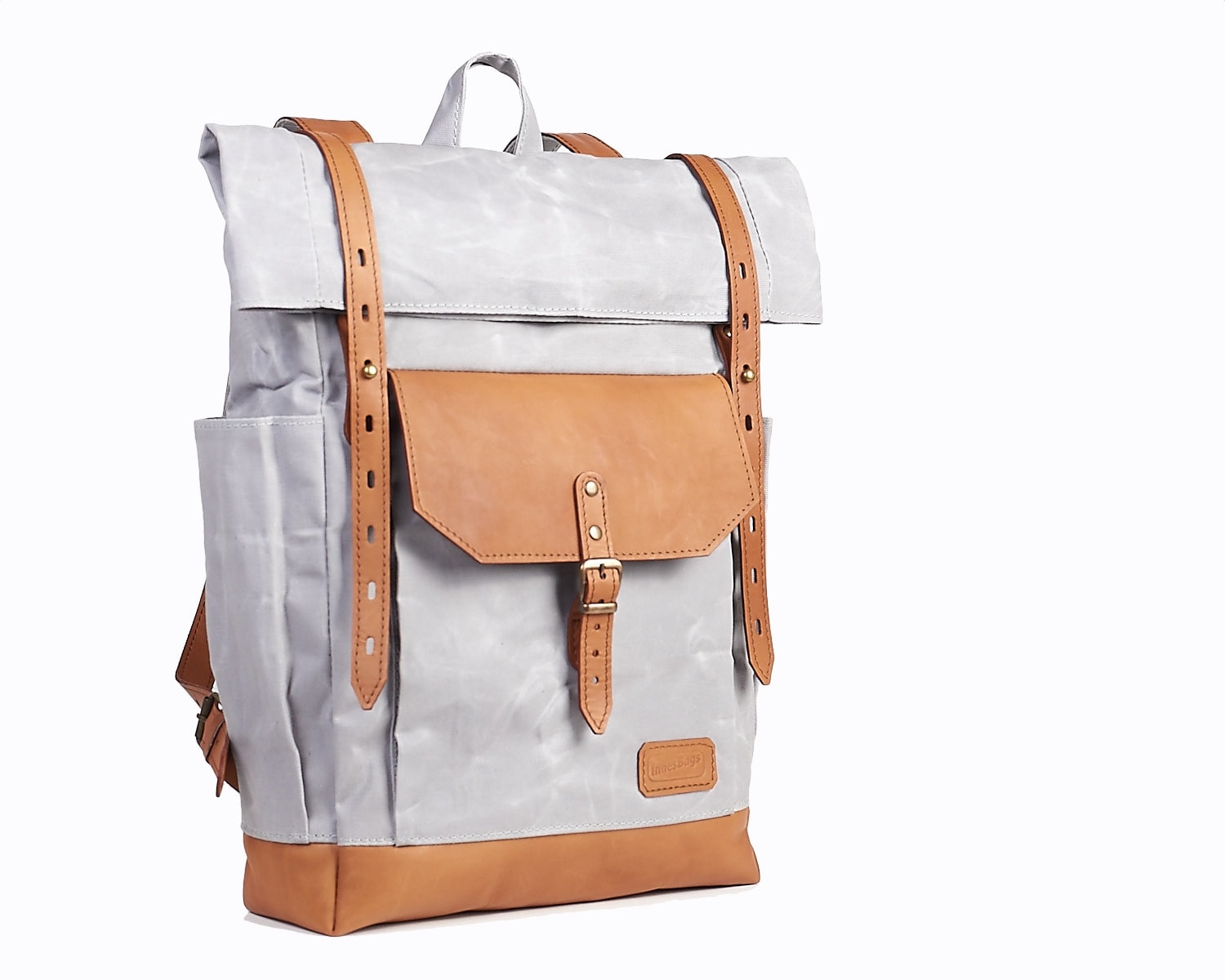 Waxed canvas backpack roll top canvas leather backpack for ...