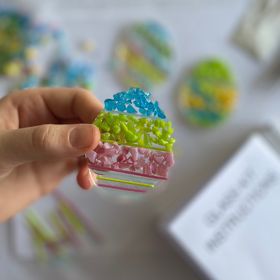 7 Mini Easter Egg Glass Fusing DIY kit make at home kit Etsy