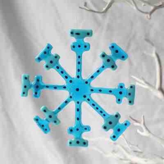 Molten Wonky Fused Glass Hanging Red Snowflake Gift Christmas Tree Decoration