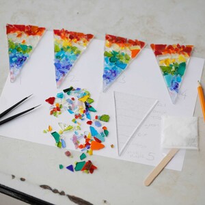 Bunting Kit | Rainbow | Make At Home Glass Craft Kit | DIY fused glass bunting kit | make your own | mothers day gift | glass bunting