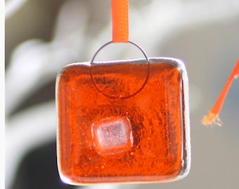 Wedding Favour charm | Orange Fused Glass Sparkle Nugget | handmade wedding keepsake | bridesmaid gift | personal wedding mementos | gift