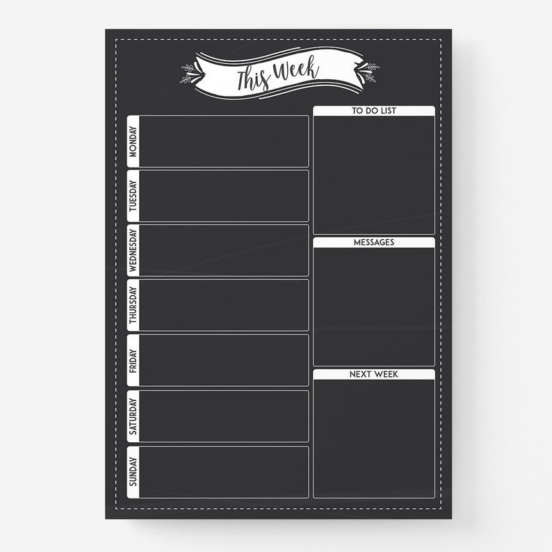 Organiser PLANNER PRINT Download /& Print Reusable Dry Erase Weekly Planner Command Centre Whiteboard