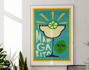Margarita Art, Mixologist Gift Idea, Cocktail Connoisseur, Alcohol Lover, Home Bar Enthusiast, Citrus-Themed wall, Lime and salt Graphic