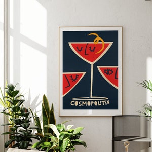 Cosmopolitan Cocktail Print, Classy Poster for Home Bar, Kitchen or Living Room, Elegant Modern Wall Art