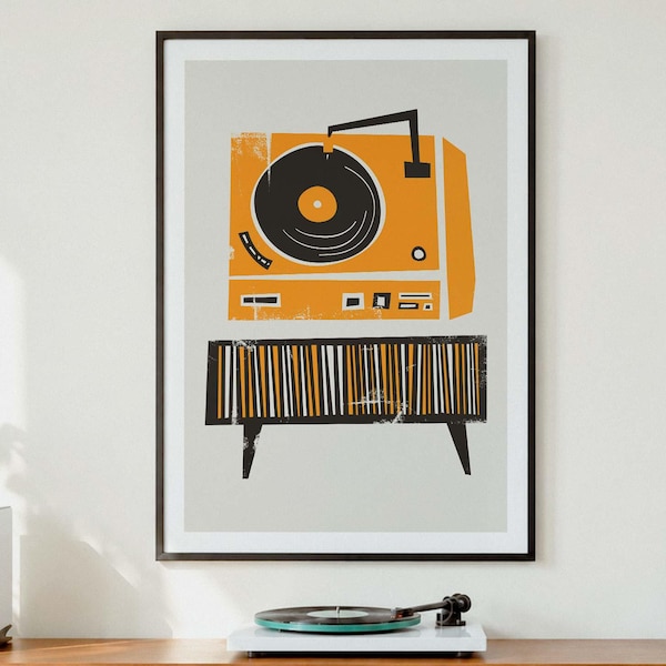 Impressão de toca-discos: Arte para toca-discos de vinil laranja