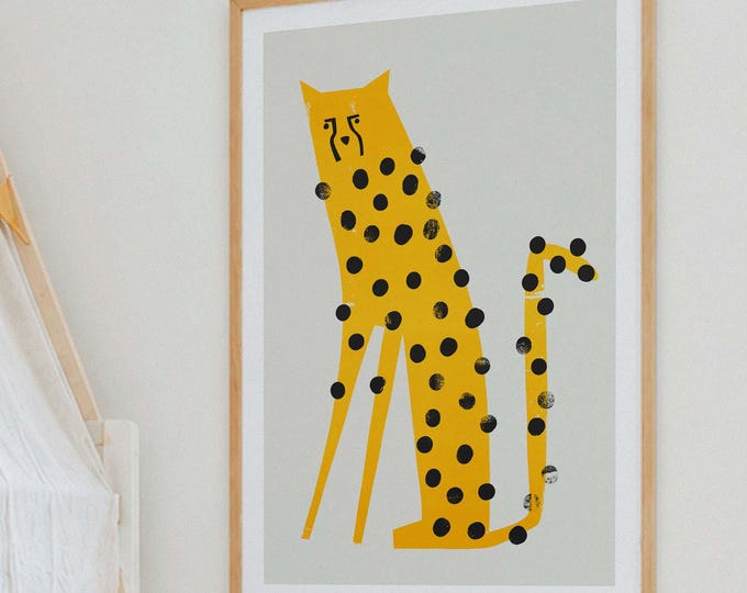 Cheetah Wall Art: Safari Wildlife Giclée Poster (Animal Illustration)