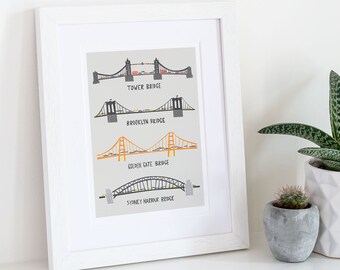 アート・デザイン・音楽 Bridge to Twentieth-century Music Bridges Print, 4 Bridge Poster, London, New York, San