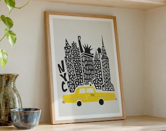 New York Print: Retro City Travel Wall Art