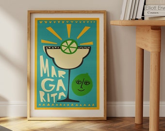 Margarita Cocktail Print, Cute Trendy Wall Art for Gallery Wall, Summer Aesthetic Vibes, Food and Drink Art