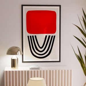 Red Abstract Print, Colour Field, Mid Century Modern, Living Room Print, Abstract Lipstick Print, Bold Wall Art, Modernist Art