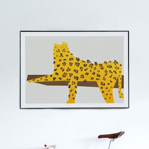 Leopard Print, Big Cat Art, Animal Poster, Safari Wall Decor, Orange Inspiration, Living Room, Bedroom, Big Print, Cat Illustration