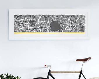 Central Park, New York Print, Panoramic Art, Retro Travel Poster, Mid Century, Abstract, NYC Park, Husband or Wife Gift, Paper Anniversary