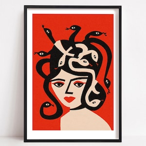 Poster Medusa, regalo per lei, stampa femminista donne forti, per ragazze, arte murale femminile audace
