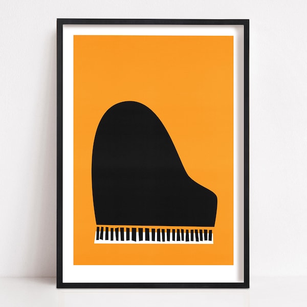 Piano Print, Gift for Musician, Music Poster, Living Room Wall Art, Mid Century Modern, Grand Piano, Music Decor, Gift for Pianist, Jazz Art