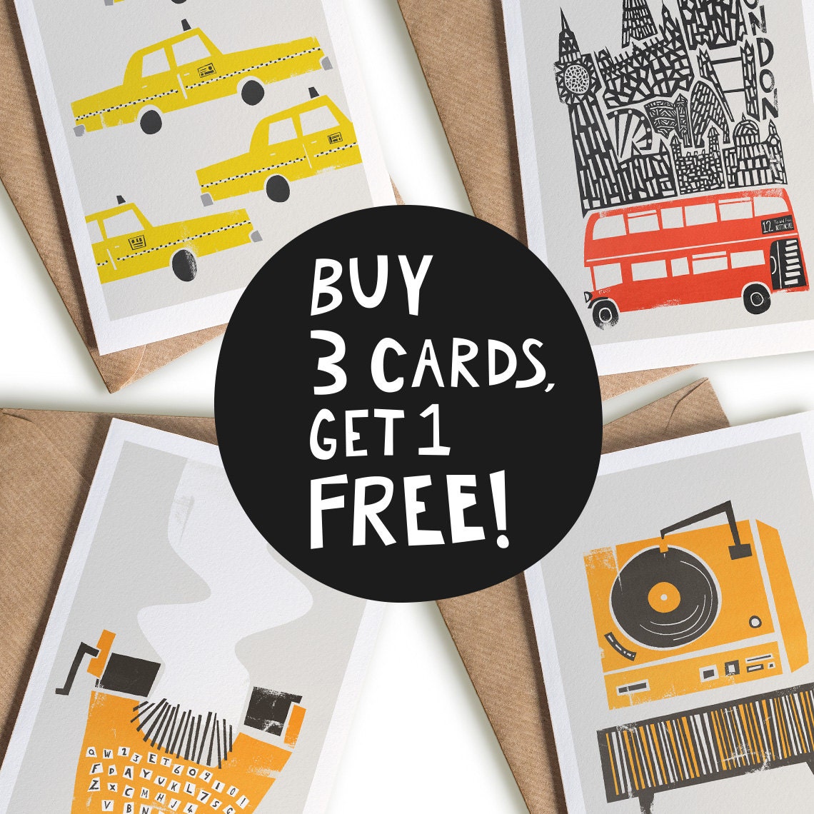 Buy 3 Get One Free Blank Greeting Card Set Mix & Match Set Etsy