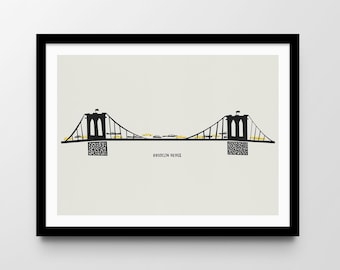 Lámina del Puente de Brooklyn: Ilustración de la arquitectura de mediados de siglo