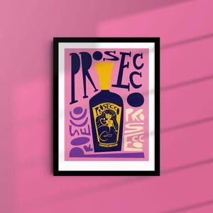 Regalo d'arte per l'anniversario del Prosecco, opera d'arte per bar di casa, stampa di sirene, poster rosa per cucina