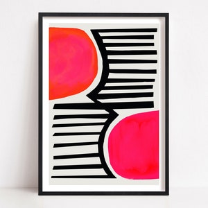 Abstract Sunset Print, Mid Century Poster, Retro Wall Art Prints, Digital Abstract Painting, Bright Wall Art, Living Room Decor