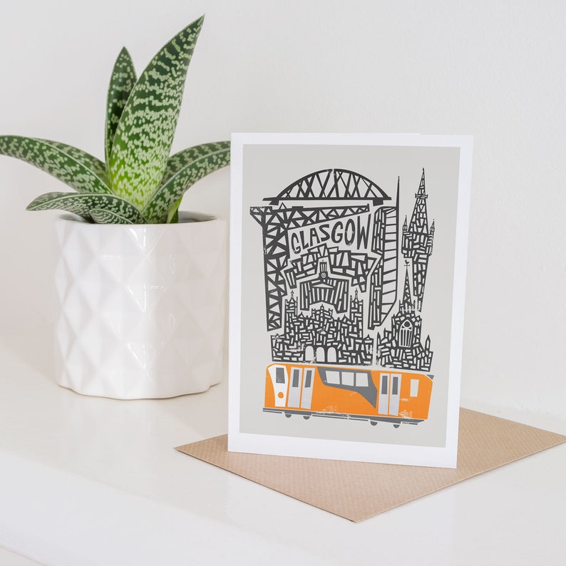Glasgow Cityscape Card Scotland Gift Scottish Notecard Etsy