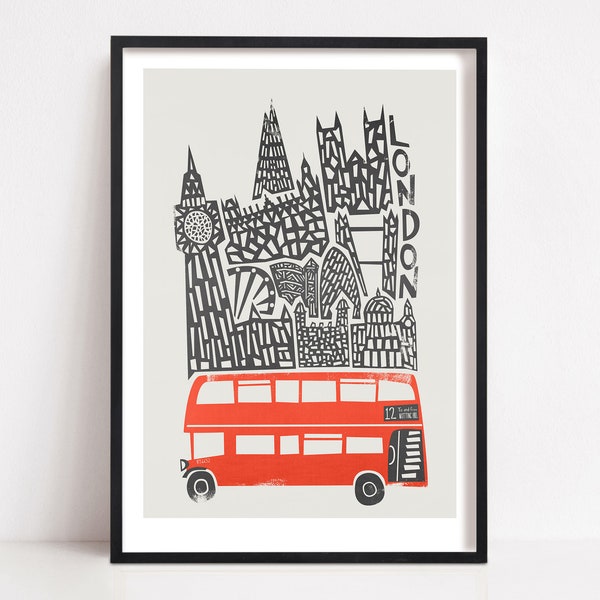 London Travel Poster, Graduation, City Skyline Archival Fine Art London Print, London Art for Travel Gallery Wall, Mid Century Modern