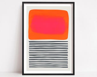 Abstract Colour Field Art Print: Orange Mid-Century Modern Living Room Décor