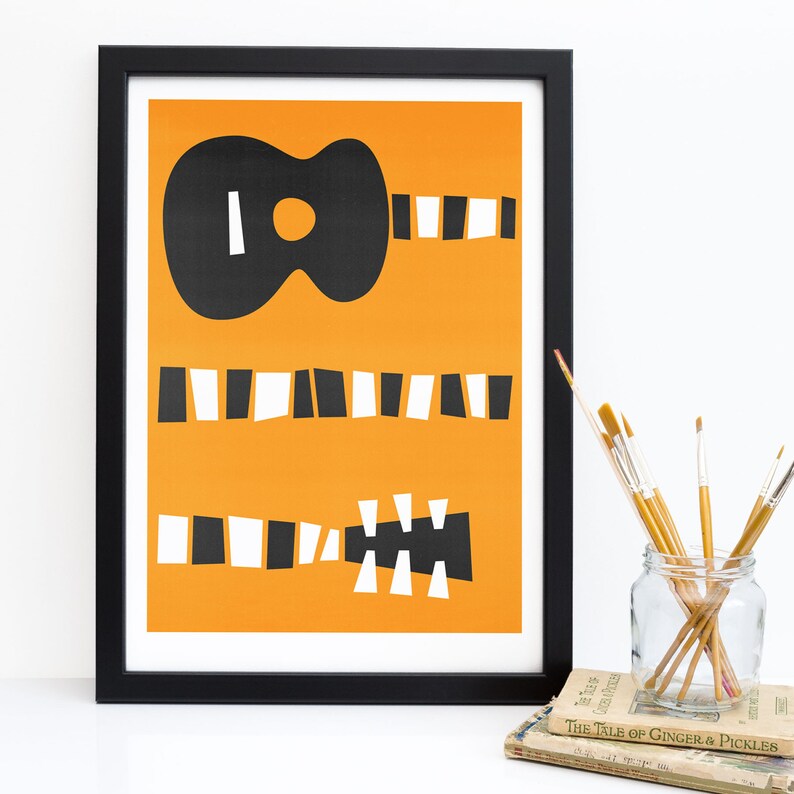 Guitar Art Mid Century Modern Wall Print Gift For Dad Music Etsy