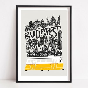 Budapest Poster, City Map Print for Travel Gallery Wall, Hungary Travel Art, Living Room Art, Home Decor