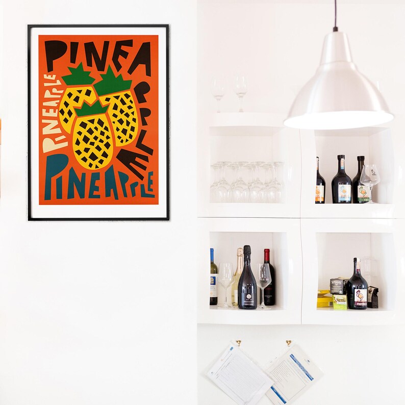 Pineapple Print: Orange and Yellow Fruit Kitchen Decor image 9