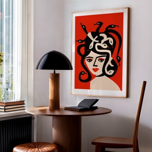 Medusa Wall Decor, Snake Art Print, Dorm Room Indie Aesthetic, Modern Contemporary Portrait Art image 7