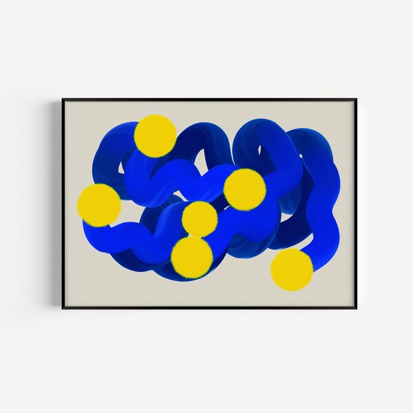 Blue Abstract Art Etsy UK