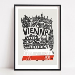 Vienna Print, World Travel Art, City Print, Retro Travel Art, Austria Poster, World Travel Poster, New Home Wall Art, Going Away Gift