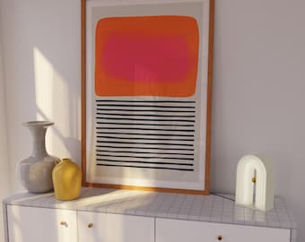 Abstract Colour Field Art Print: Orange Mid-Century Modern Living Room Décor