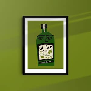 Regalo per amanti dell'olio d'oliva, decorazione per la dispensa, regalo perfetto per la casa, stampa di cibo italiano