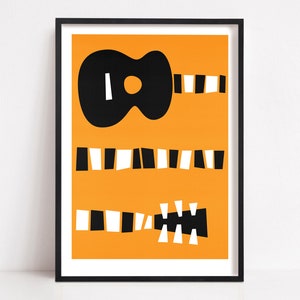Jazz Guitar Print: Orange Music Room Art