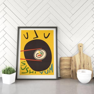 Retro Food Art Set Of 3, Kitchen Art Print, Foodie Gift Brother Sister, Wall Decor Posters, Sushi, Burger, Spaghetti, Restaurant Chef Art image 7