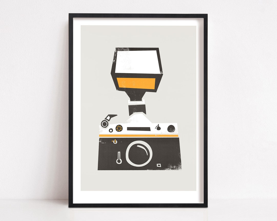 Retro Film Camera Print, Mid Century Modern Style, Gift for Camera