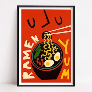 Ramen Print Food Art: Mid Century Modern Kitchen Poster