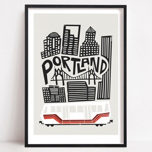 Portland print, Portland stadskaart kunst, reisposter uit het midden van de eeuw, muurkunst voor woonkamer, kamer decor reizen thema