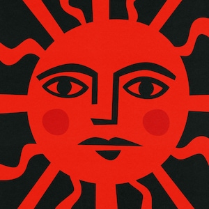 Póster del Tarot del Sol: Estampado celestial Art Déco en rojo imagen 2