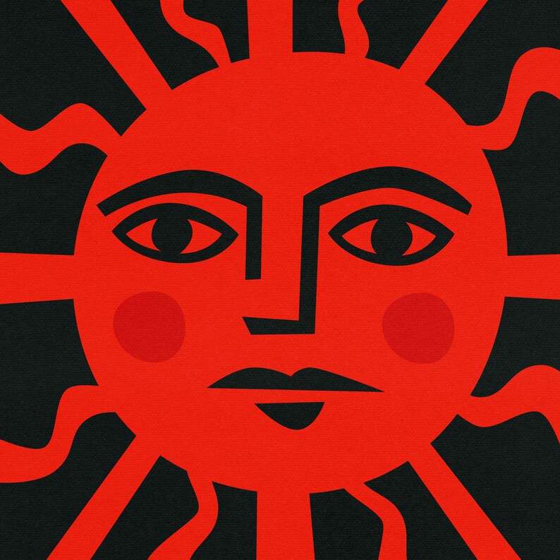 The Sun Tarot Poster, Art Deco Tarot Card Print, Celestial Tarot Deck Art, Vintage Sun Decor for Living Room image 2