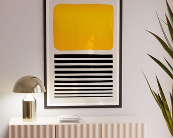 Sticks In The Sand Abstract Wall Art: Extra Large Yellow Decor