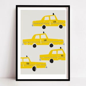 New York Taxi Cab Print: Yellow NYC Themed Apartment