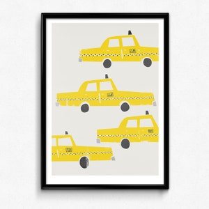 New York Taxi Poster, Yellow Cab Print for New York Themed Nursery, NYC Decor, Cute Transportation Prints for Baby Room, Artwork for Kids image 10