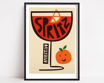 Spritz Cocktail Print: Retro Mid Century Modern Kitchen Art