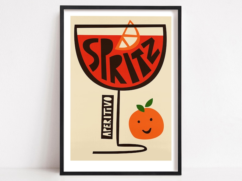 Spritz Cocktail Print: Retro Mid Century Modern Kitchen Art