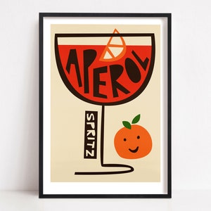 Spritz Cocktail Print, Kitchen Art, Kitchen Decor, Boozy Gift, Cocktail Art, Retro Poster, Mid Century Modern Art, Alcohol Gift image 1