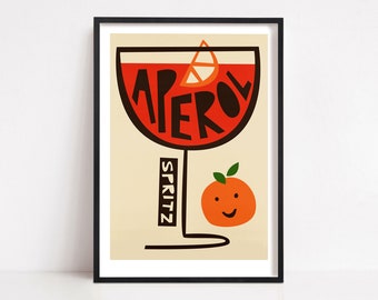 Spritz Cocktail Print, Kitchen Art, Kitchen Decor, Boozy Gift, Cocktail Art, Retro Poster, Mid Century Modern Art, Alcohol Gift